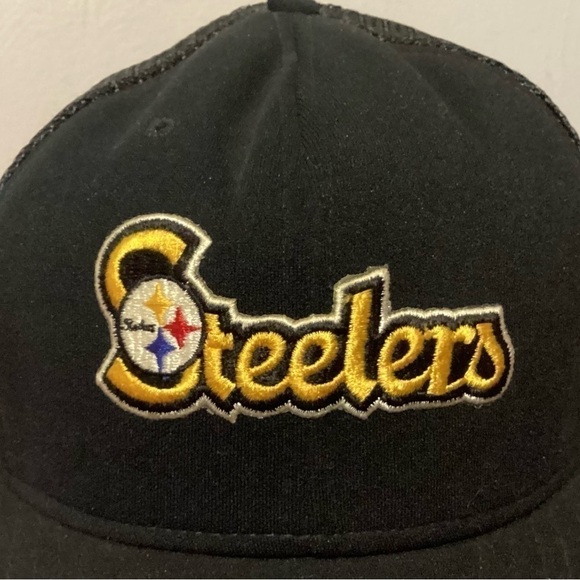 VINTAGE 90s Pittsburgh Steelers NFL Trucker Hat w Mesh Snapback AJD Sz L BallCap - Picture 2 of 7